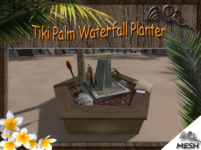 [SF Mesh] - Tiki Palm Waterfall Planter (hexagon) - Cut Flowers and Potted Plants