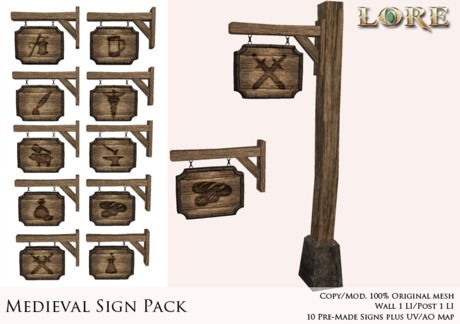 Second Life Marketplace - {LORE} Medieval Signs Fatpack