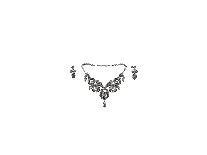 Necklace and Earring Female Platinum