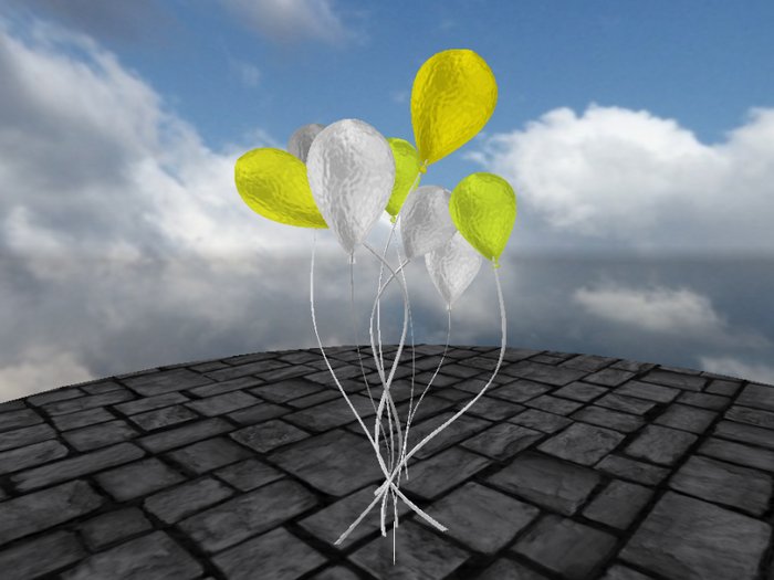 Lower Prim Balloons - Yellow/White -frosted-(mod/copy)
