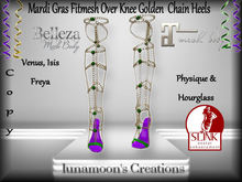 Mardi Gras Fitmesh Over Knee Chained Heels