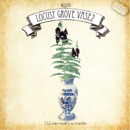 [noctis] Locust Grove vase w hollyhocks /v2BOXED