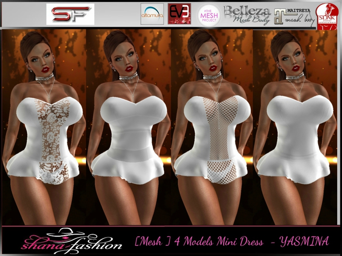 [Mesh ] 4 Models Mini Dress / Top - YASMINA White