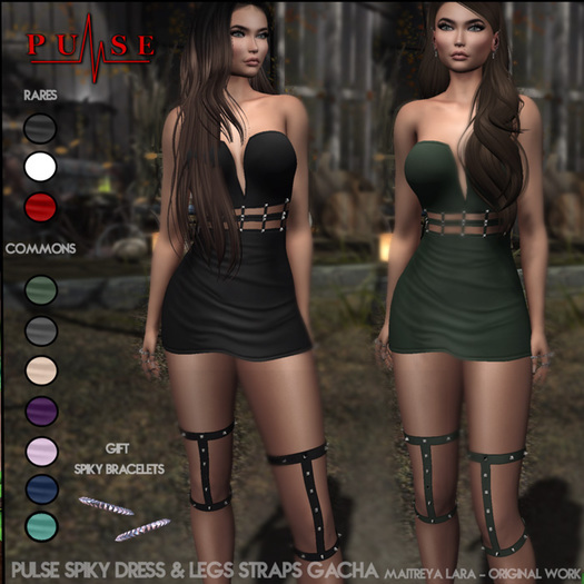 .:PULSE:. Spiky Legs Straps - Maitreya  - Pink / COMMON