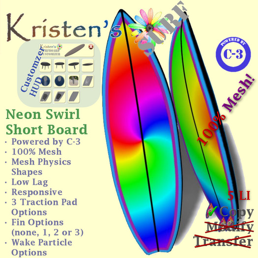 Kristen's @ - Shortboard Neon Swirl