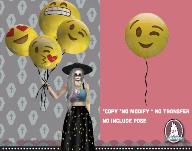 BALLOON EMOJI WINK // DARK & WITHE