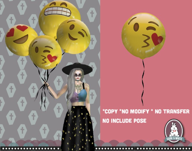 BALLOON EMOJI KISS // DARK & WITHE