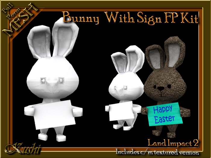 Bunny With Sign Full Perm MESH Builders Kit