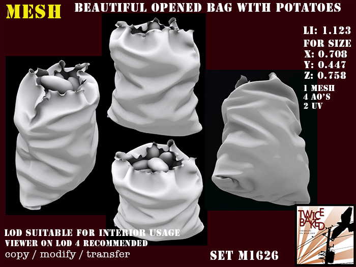 "TB" Beautiful burlap bag/sack with potatoes - opened M1626