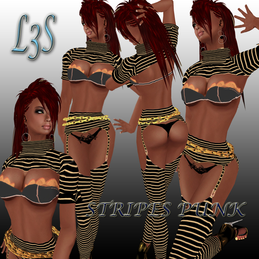 Â¡Â¡Â¡ PROMOTION !!! [ L3S ] STRIPES PUNK BLACK