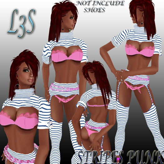 Â¡Â¡Â¡ PROMOTION !!! [ L3S ]  STRIPES PUNK WHITE