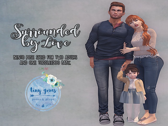 {tg.} - surrounded by love. (boxed - add to unpack.)