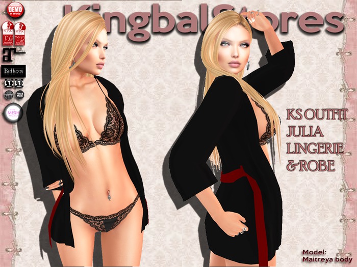 150 KS OUTFIT JULIA LINGERIE BLACK&ROBE