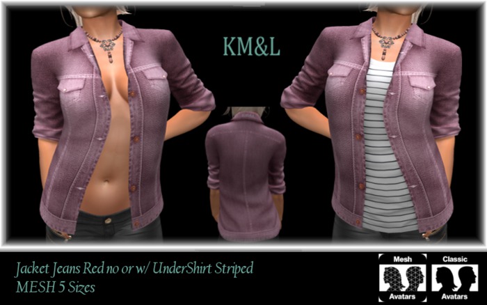 Jacket Jeans Red w/UnderShirt Striped