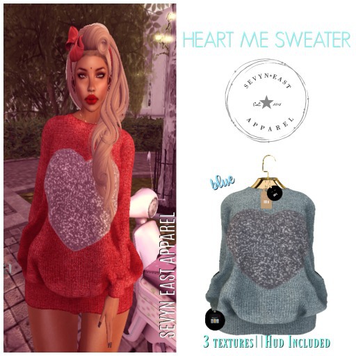 Sevyn East Heart Me Sweater Blue 