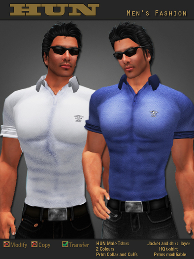 HUN T-SHIRT  BLUE AND WHITE