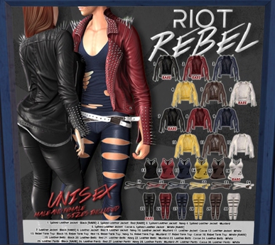 Red Leather Riot Second Life Marketplace - 02. RIOT / REBEL Spiked Leather Jacket - Red ...