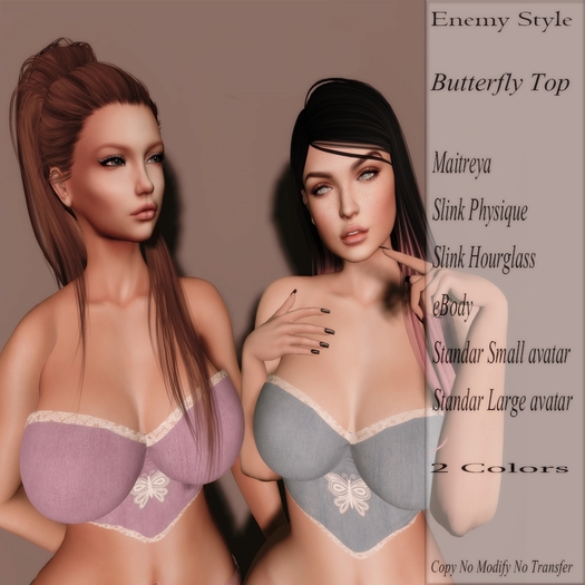Enemy Style: Butterflay Top Pink & Light Blue (ADD/REZZ)