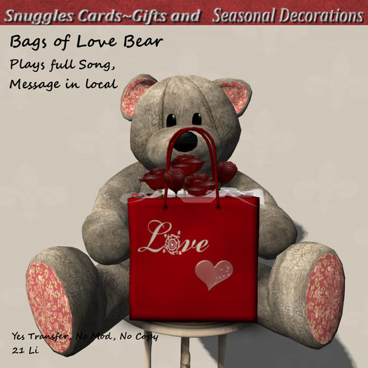Bags of Love Bear with message and song Boxed