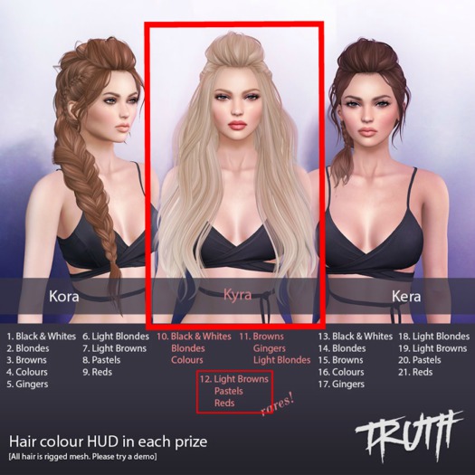 TRUTH HAIR Kyra [L/Browns Pastels Reds RARE]