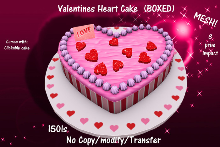 Valentines Heart Cake  (BOXED)
