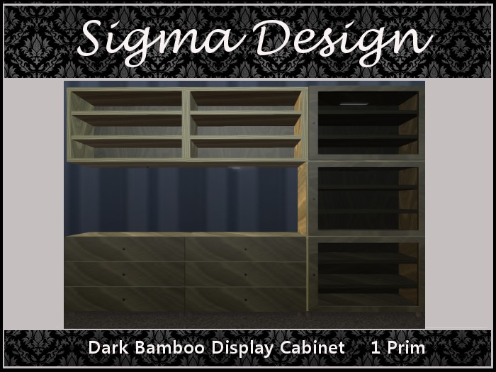 !SD! Dark Bamboo Wood Display Cabinet