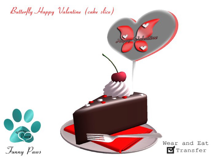 ~FP@ws! Butterfly Happy Valentine cake slice