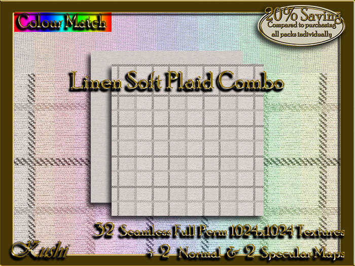 !Kushi! LinenSoftPlaidCOMBO Textures -WEAR TO UNPACK