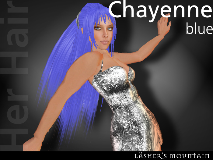 CHAYENNE Thick Full Volume Long Bright Blue Hair (with head band) 