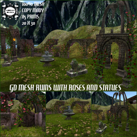 GD MESH RUINS WITH ROSES AND STATUES