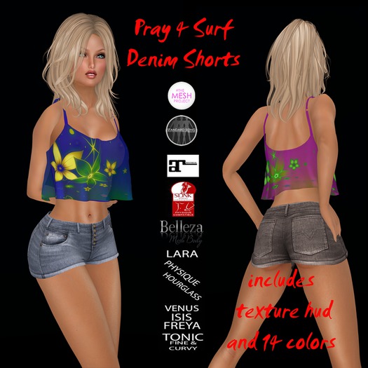 Pray 4 Surf  Denim Shorts