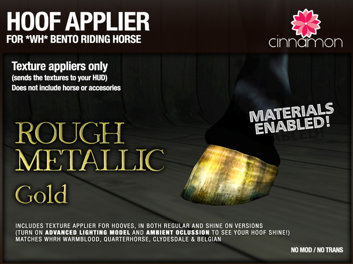 *CINNAMON* Hoof applier -Rough Metallic_GOLD - For *WH* Riding Horse