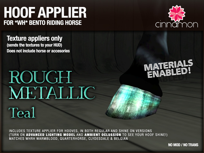 *CINNAMON* Hoof applier -Rough Metallic_TEAL - WHRH box