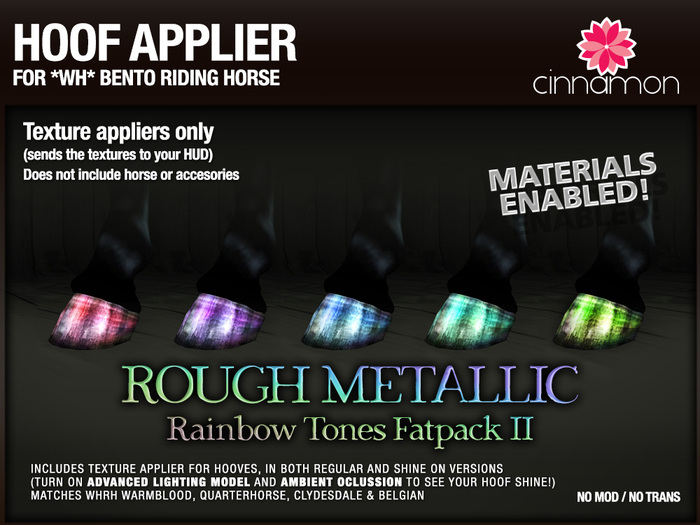 *CINNAMON* Rough Metal hooves FATPACK 2_ RAINBOW - WHRH box