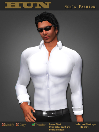 HUN  CASUAL SHIRT WHITE MALE SHIRTS