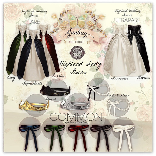 *{Junbug}* Highland Ribbon Necklace [Green] Original Mesh! Gacha! Limited Qty!