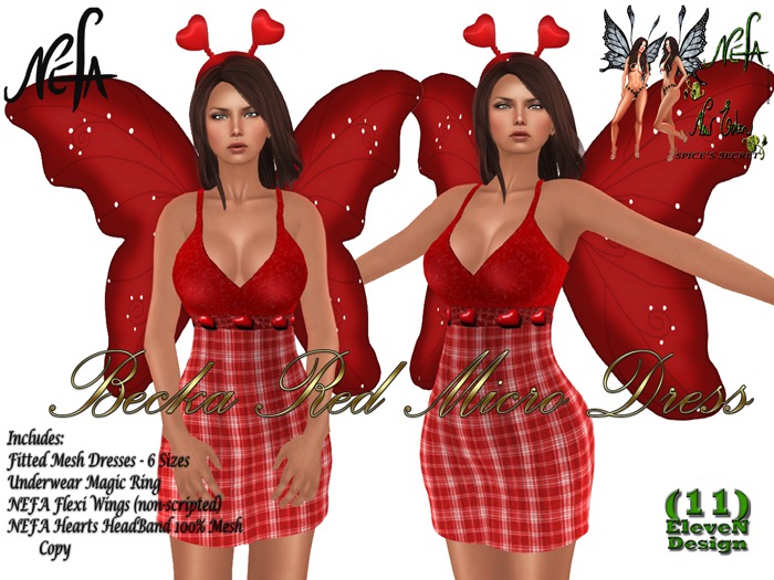 NEFA 149M Becka Red Micro Mesh Dress  Boxed