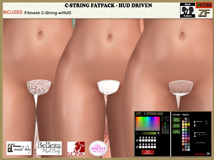 Zuloo-Fitmesh C-String Fatpack - HUD Driven