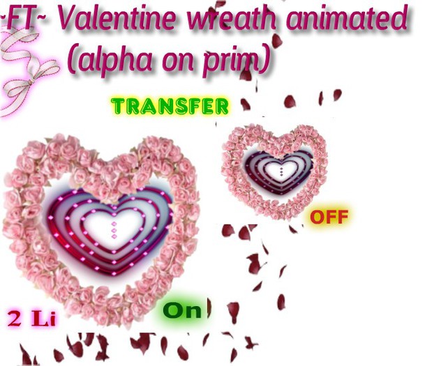 ~FT~ Valentine wreath (alpha on prim) animated (wear me)
