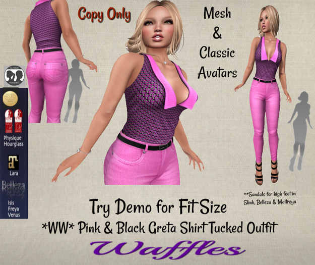 *WW* Pink & Black Greta Shirt Tucked Outfit