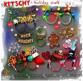 (Yummy) Kitschy Holiday Glasses - NYE 2016 RARE
