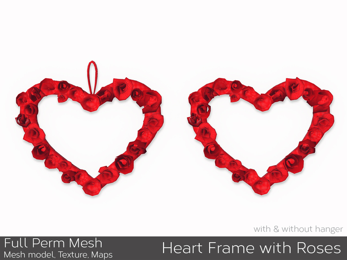 FULL PERM MESH ~ Heart Frame with Roses ~TealSwanMesh