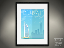 DUBAI | Retro Style Travel Poster | Mesh Frame with 6 texture option 
