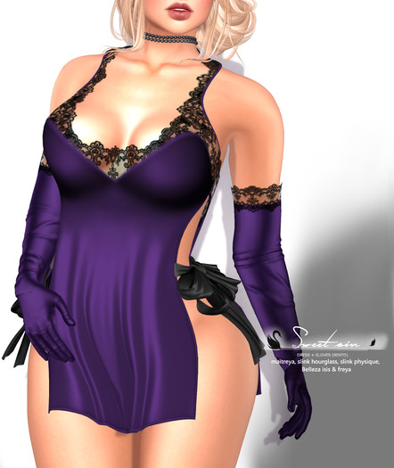 ! Black Swan ! Sweet Sin- dress & gloves - purpel