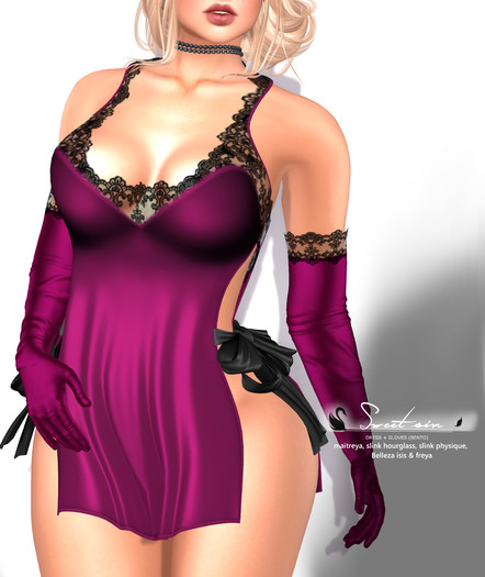 ! Black Swan ! Sweet Sin - dress & gloves - pink