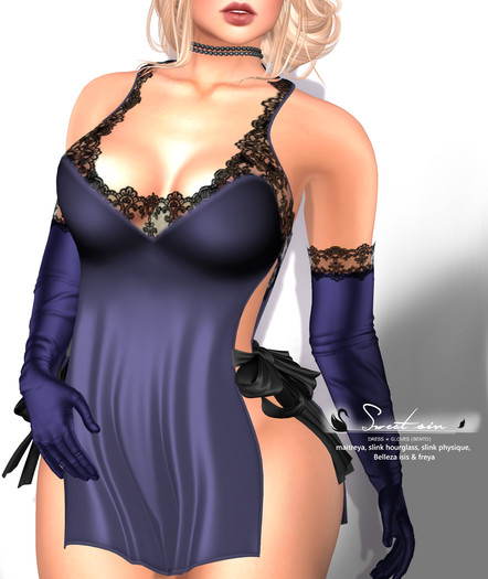 ! Black Swan ! Sweet Sin dress & gloves - blue