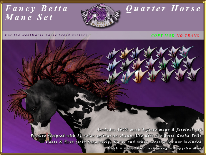 *E* Fancy Betta Mane Set [BOXED] Quarter Horse