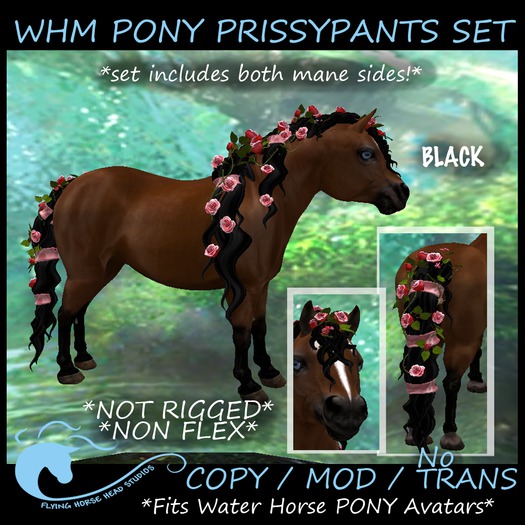 WH Mesh Pony Avatar Prissypants Set -Black
