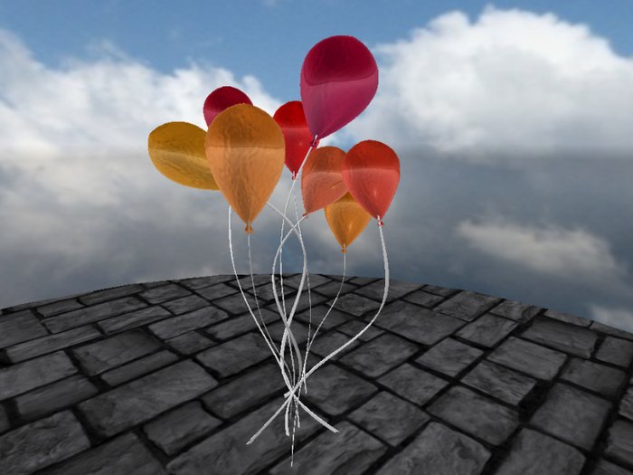 Lower Prim Balloons -Orange/Red-metallic -(mod/copy)
