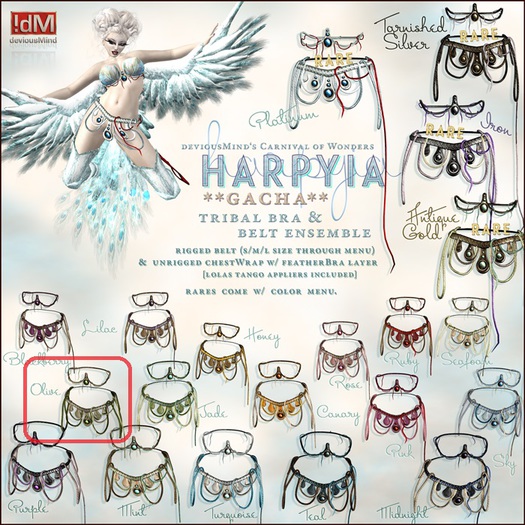 !dM deviousMind "Harpyia" Belt&Bra Ensemble **OLIVE** (BOX) 1